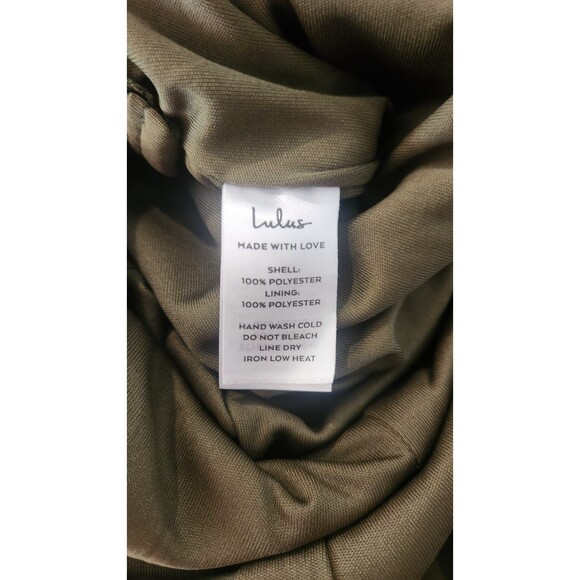 Lulus Olive Green Ruffled Tiered Maxi Dress Medium Square Neck High Slit NWT - Picture 7 of 8